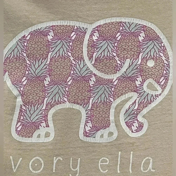 🍀2/$22 Ivory Ella Peach Tropical Pineapple Long Sleeve T-Shirt Womens size Small - Picture 6 of 10